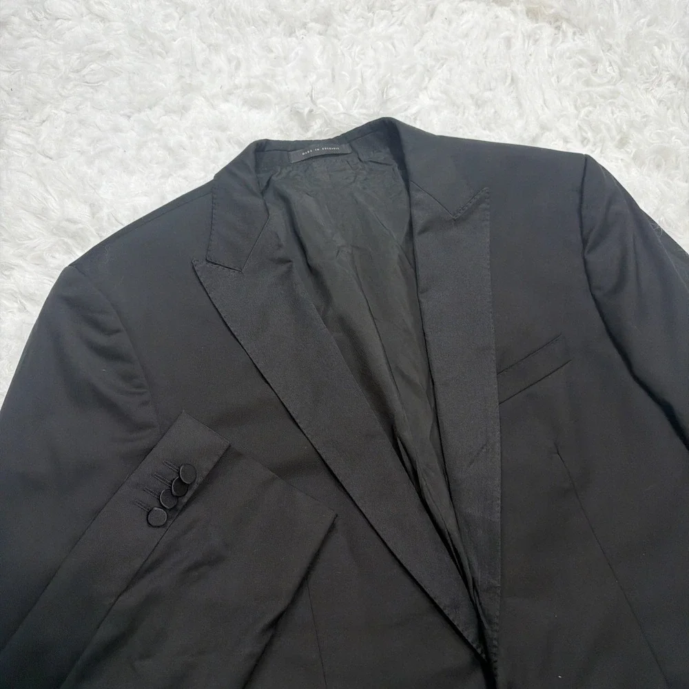 HUGO BOSS Modern 1 Button Tuxedo Jacket Men 44L Long Black Tux Silk Lapel Formal